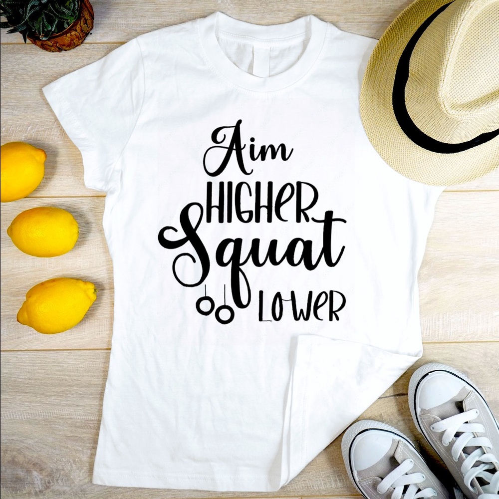 Aim higher squat lower womens workout tee/t-shirt- short sleeve athleisure new